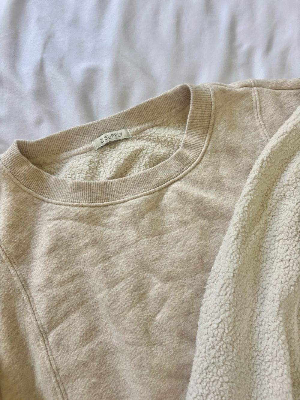 Z Supply Sherpa-Lined Crewneck Sweatshirt - Cream